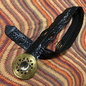 Leather Belt with Brass & Horn Buckle from Morocco